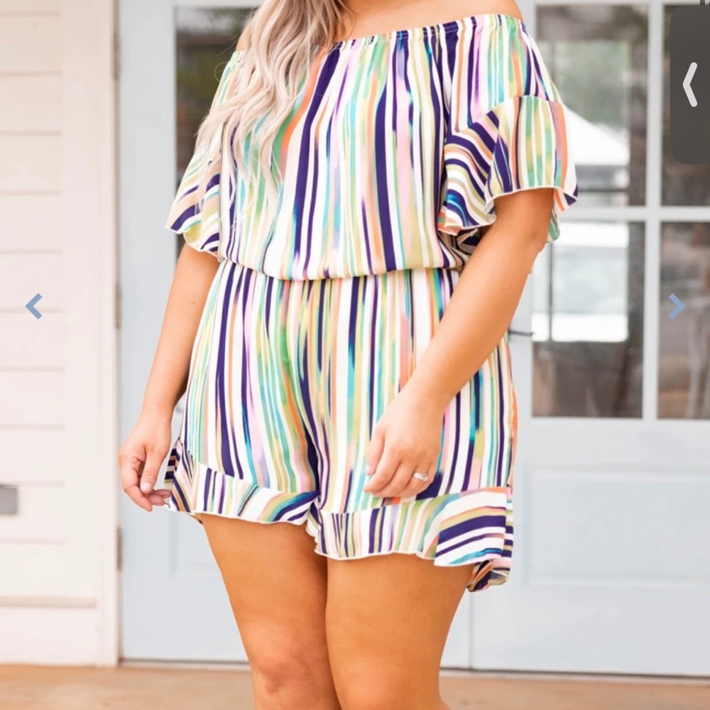 Chic Soul off the shoulder vibrant romper